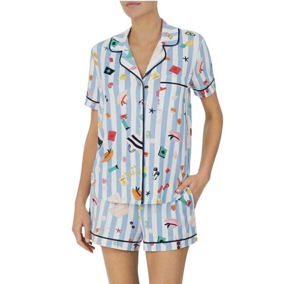 kate spade Other - NWT Kate Spade Aqua Stripe Beach Cabana Fun Pajama Set KS12601T Size Small